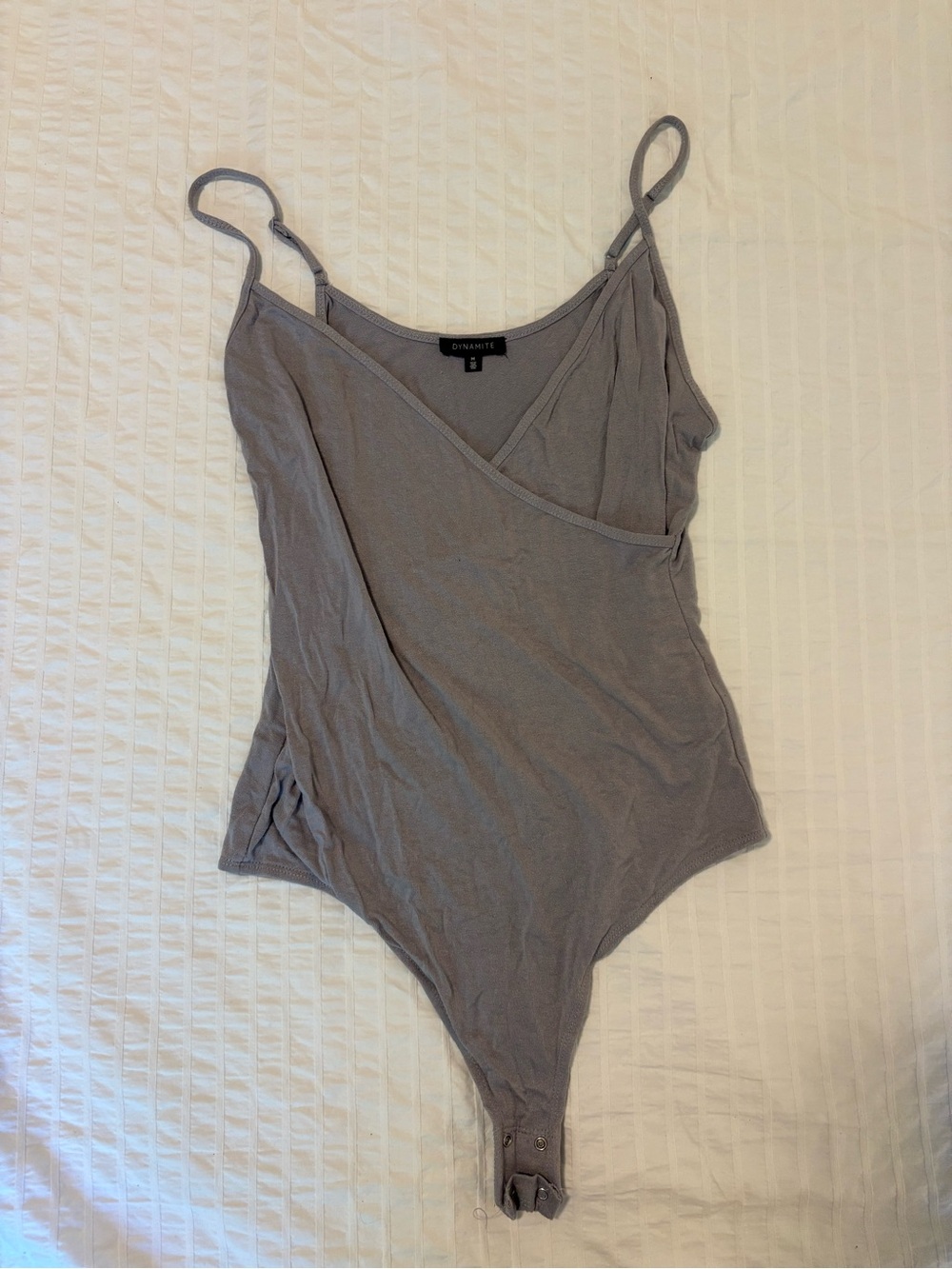 Dynamite Light Gray Wrap-Front Bodysuit